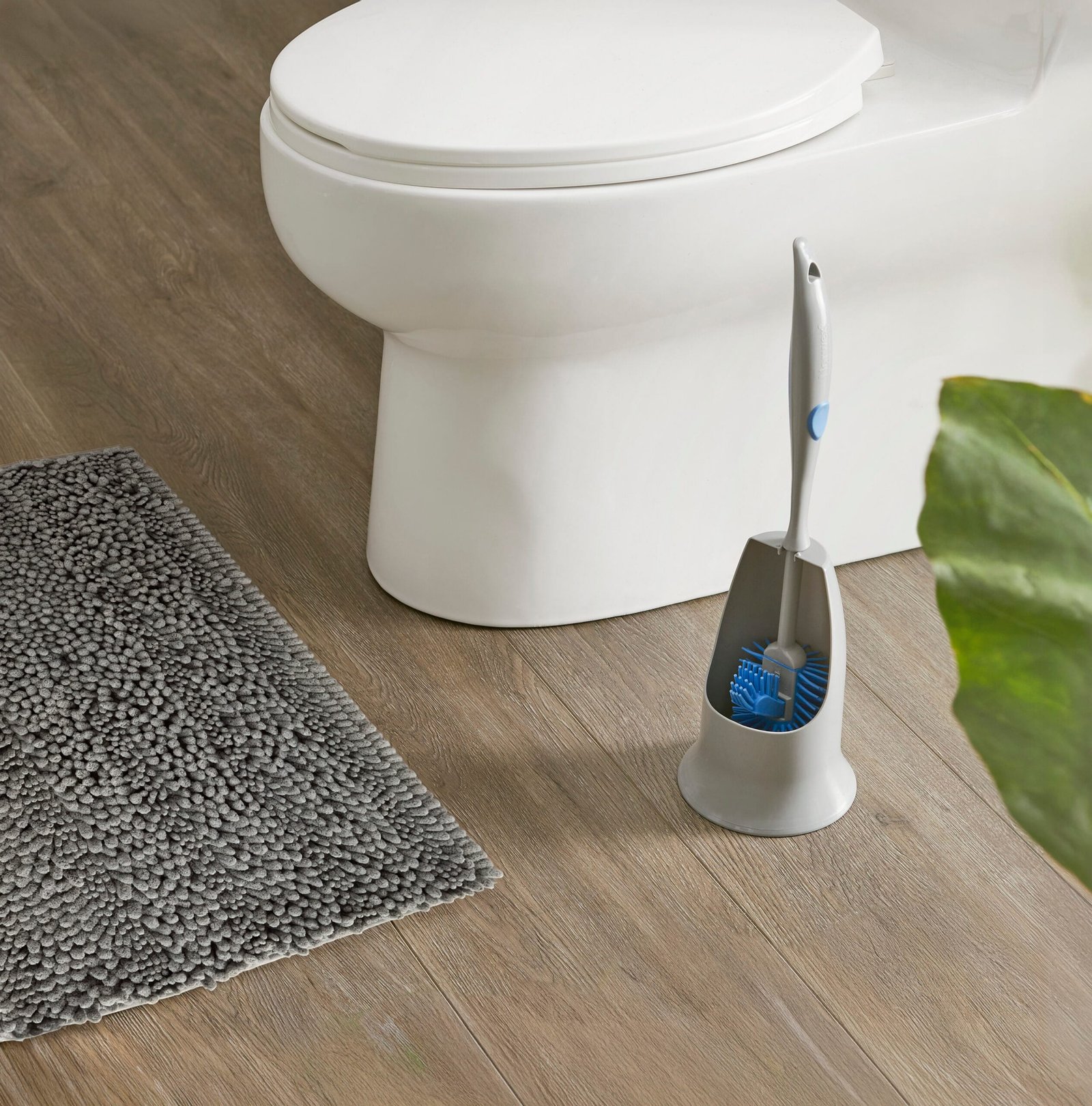 357027 Tualetes birste- pelēka ar zilu, 44x13 cm ar wc podu