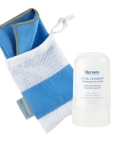 Crystal Deodorant + Active Towel with Mesh Bag, small - Blue
